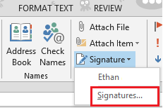 Signature Button Drop Down